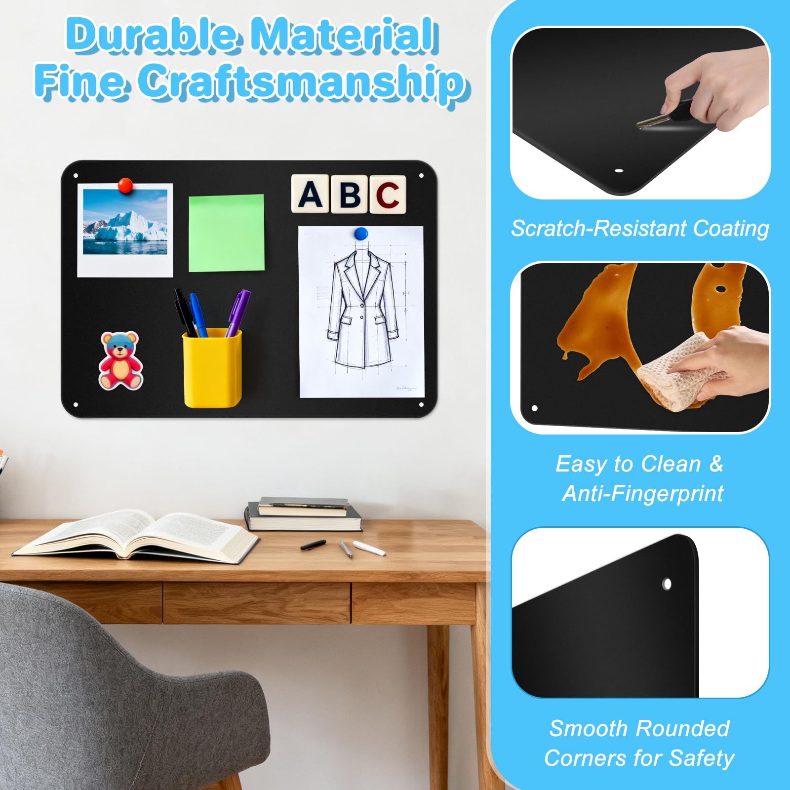 Arvok Travel Accessories Magnettafel 2er Set Schwarz 43,4cm