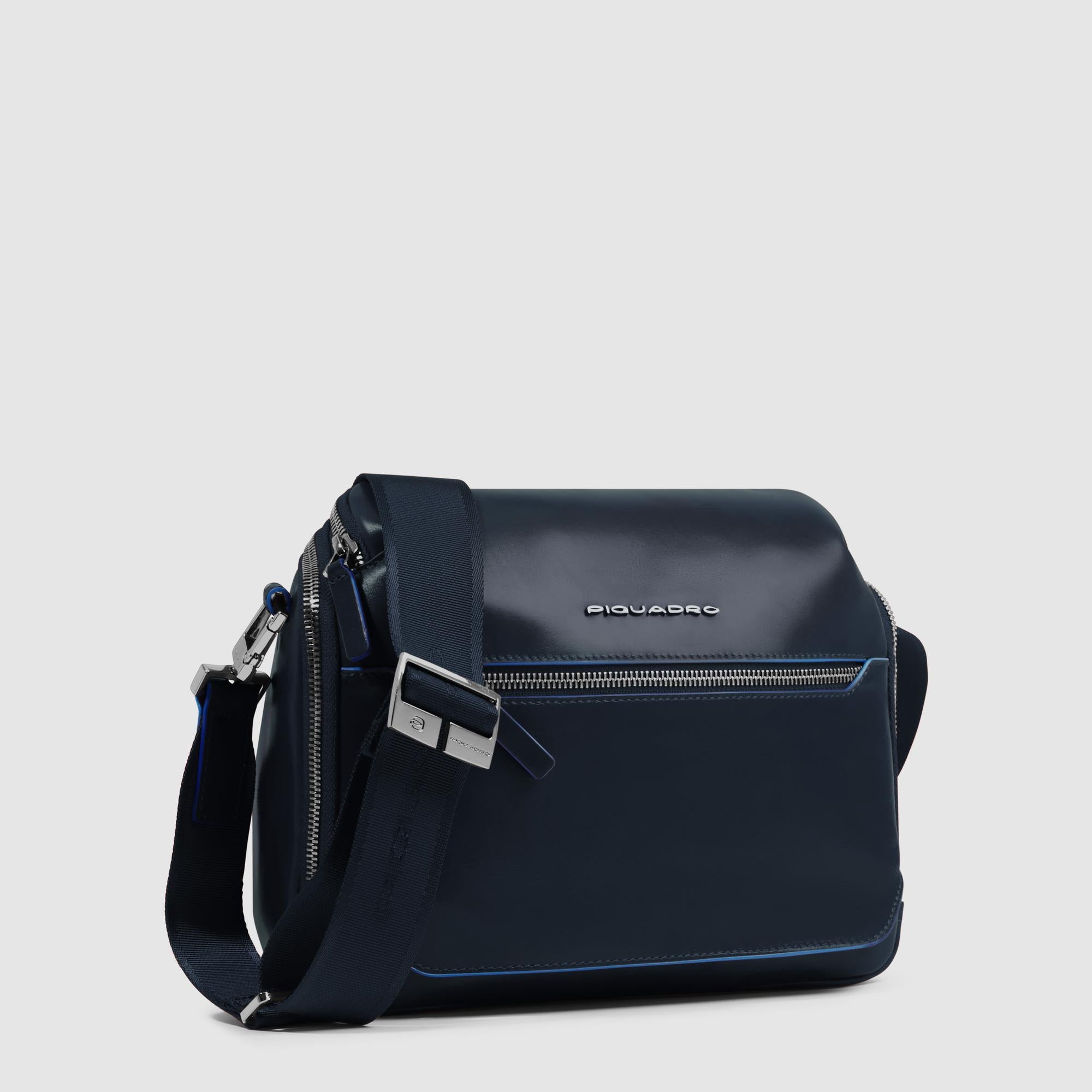 Piquadro Black Square Umhängetasche schwarz Leder RFID