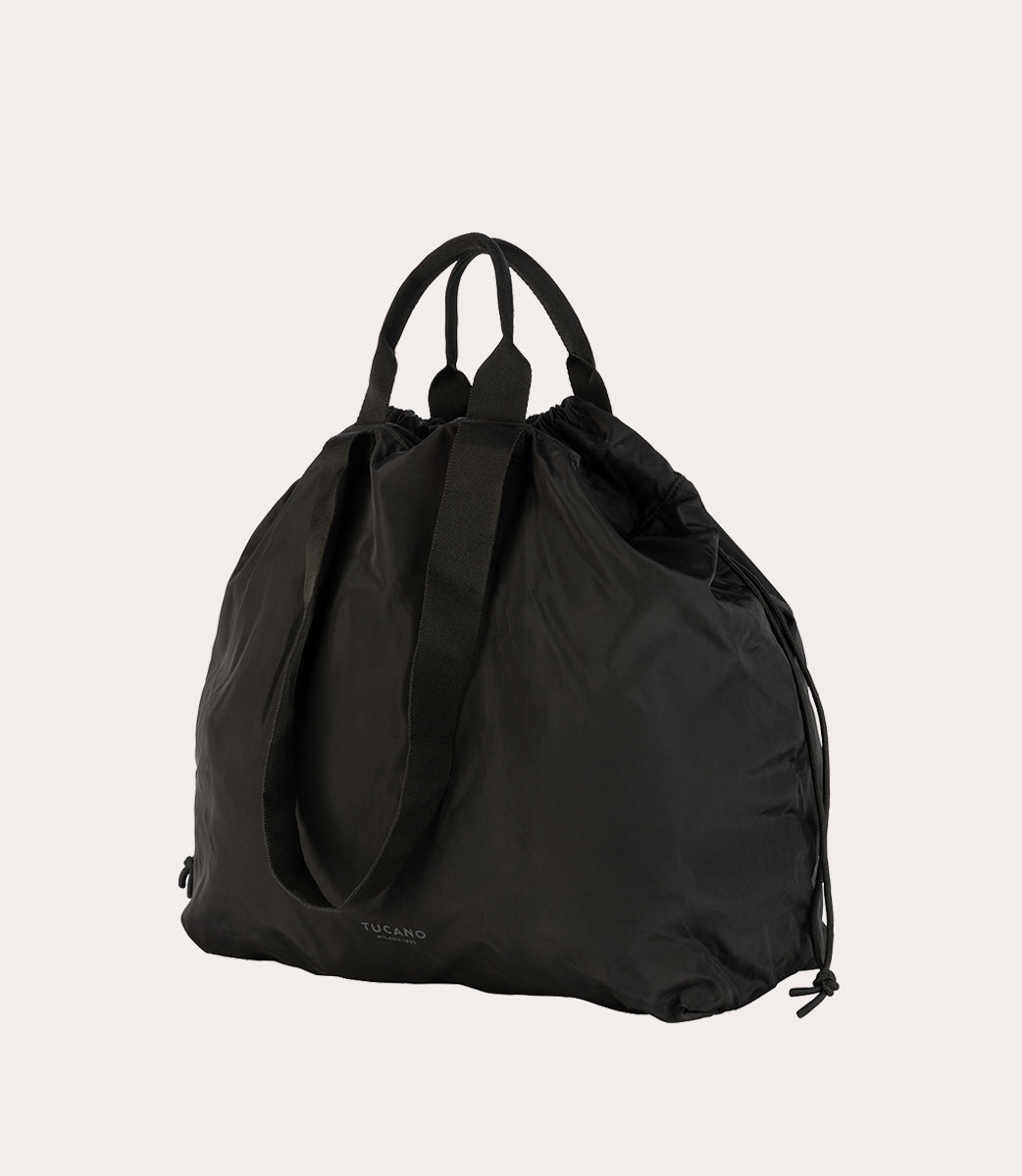 Tucano Sporta Shopper Schwarz faltbar Recycling Kordelzug