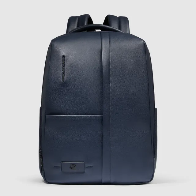 Piquadro Black Square Rucksack 15,6 Zoll Blau Leder RFID