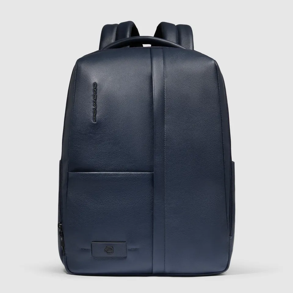 Piquadro Black Square Rucksack 15,6 Zoll Blau Leder RFID