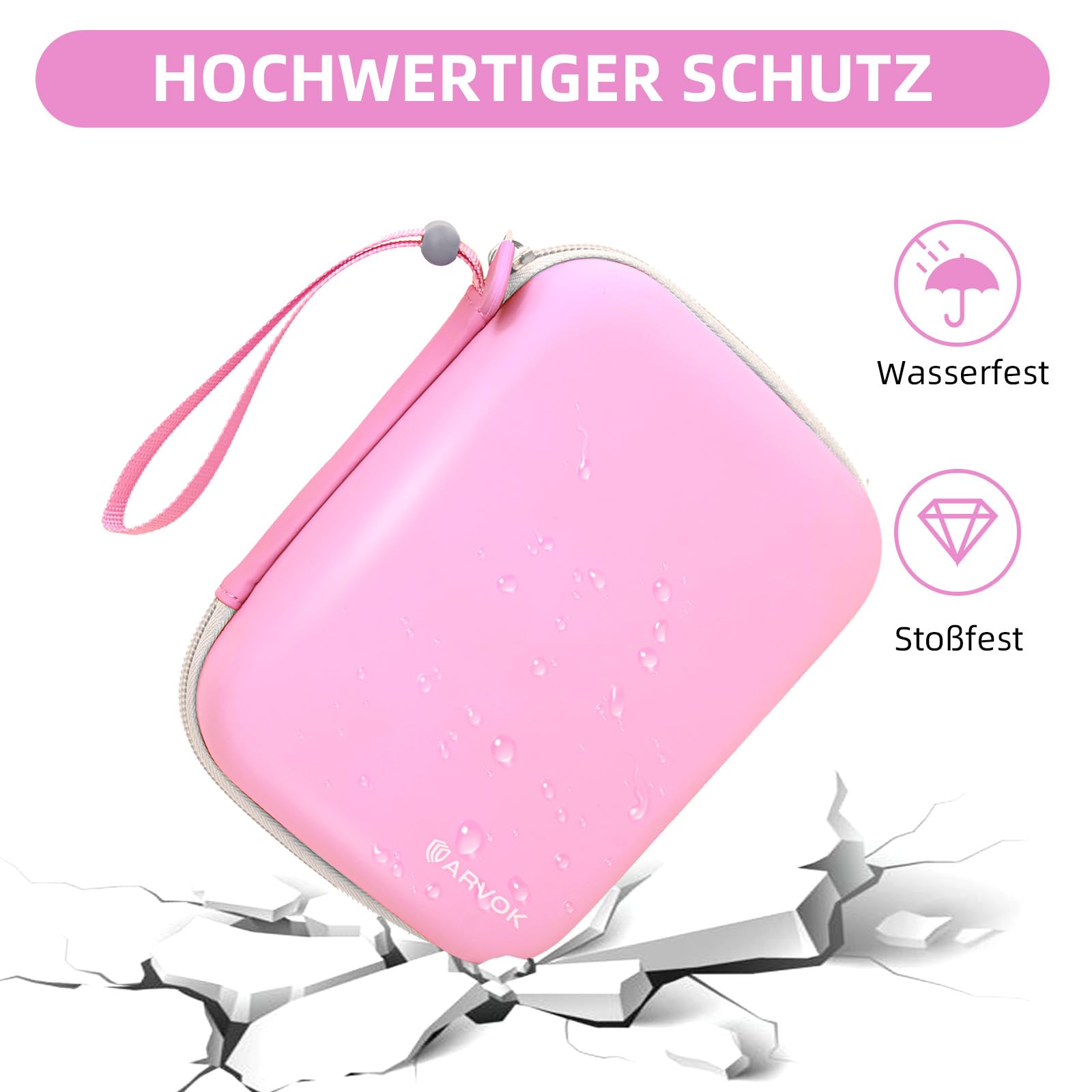 Arvok Travel Accessories Kamera Tasche Rosa für Kinderkamera