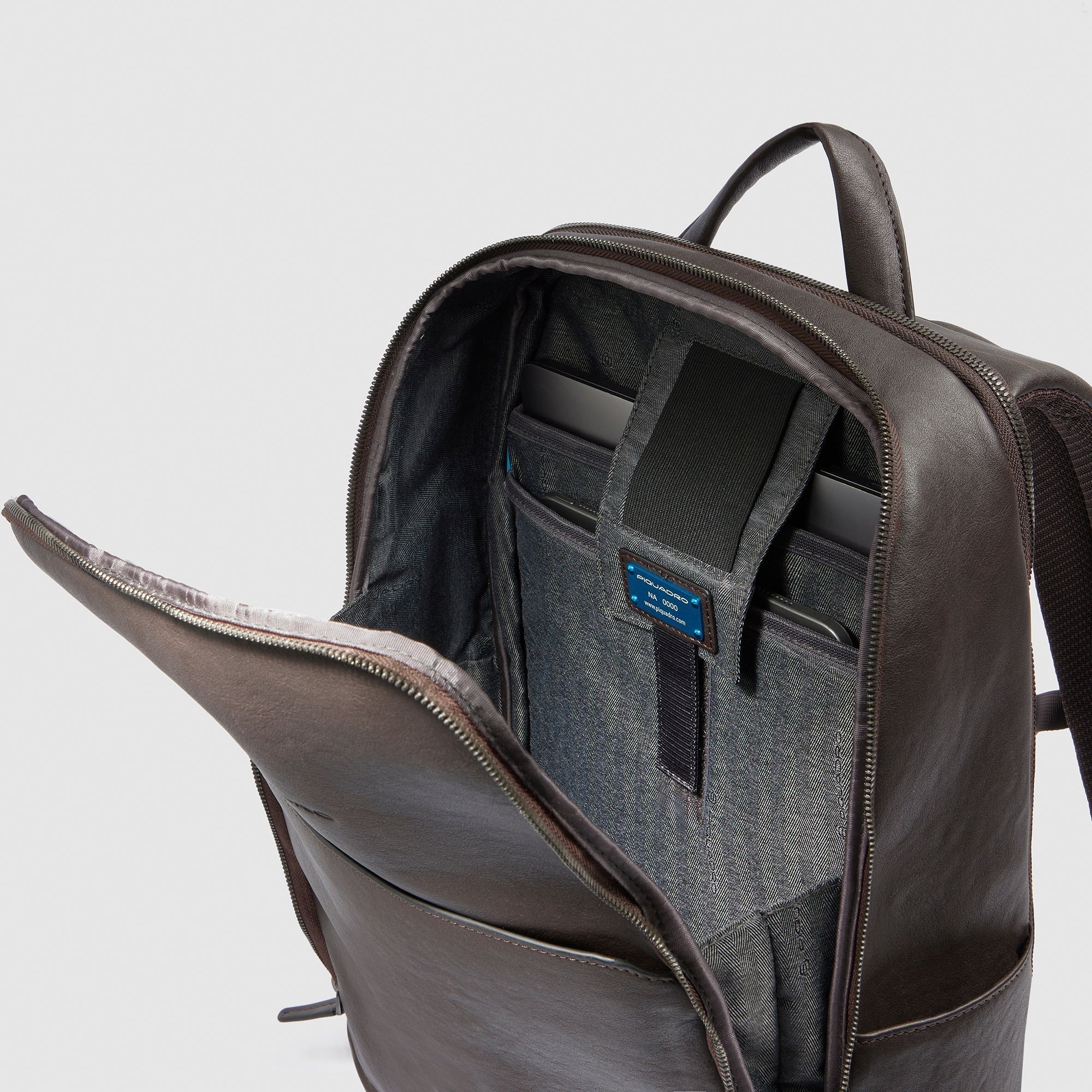 Piquadro Blue Square Rucksack 15,6 Zoll schwarz Leder