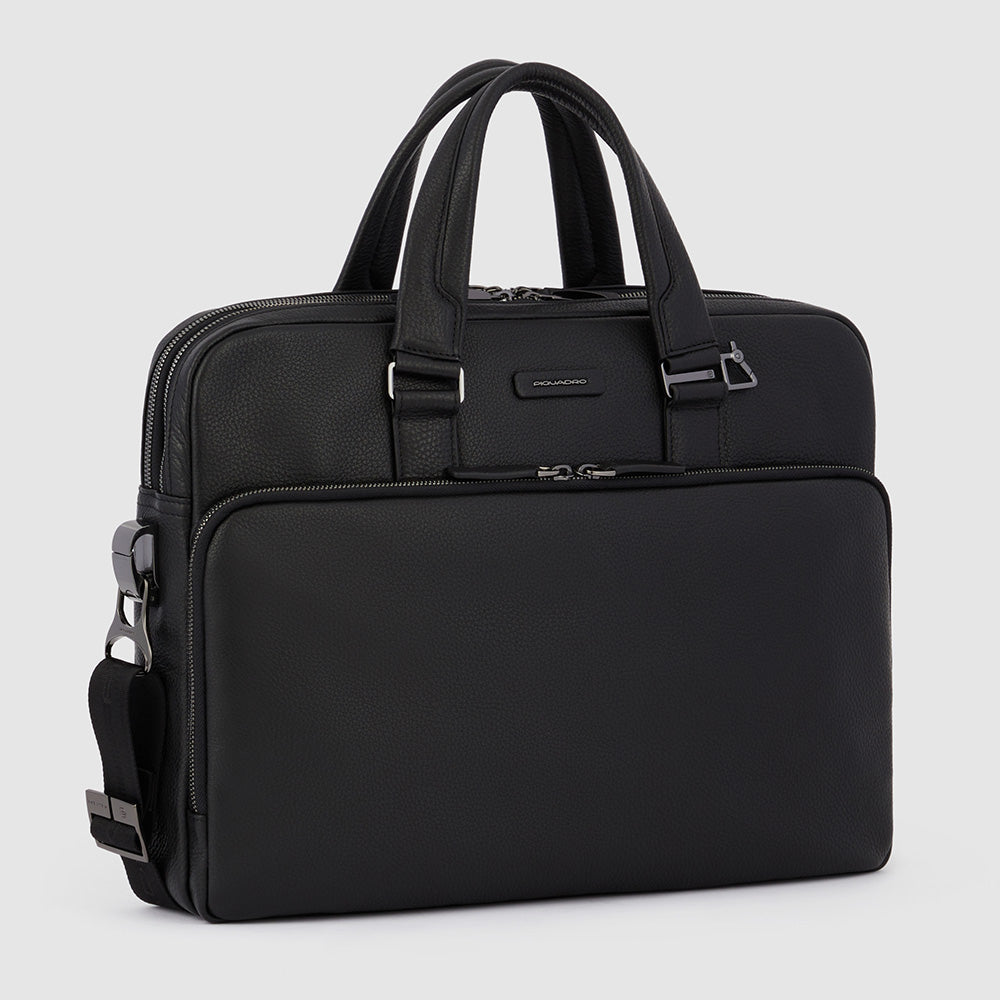 Piquadro Modus Laptoptasche 15,6 Zoll Leder schwarz 2 Fächer