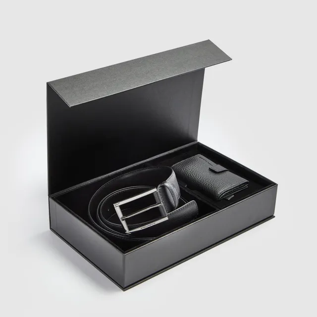 Piquadro Brief Geschenkset Herren Leder Schwarz Box