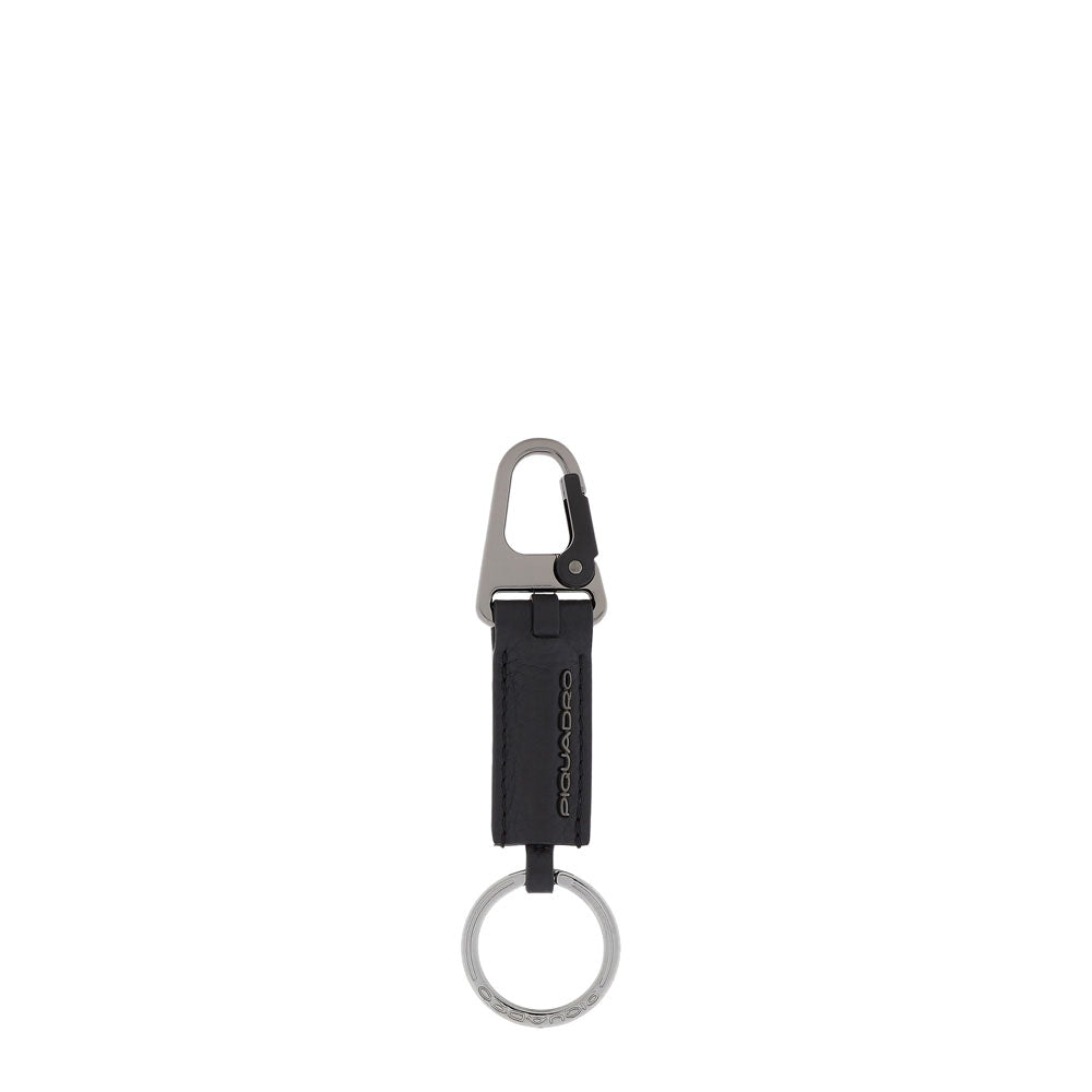 Piquadro Blue Square Schlüsselanhänger BLU Leder Karabiner