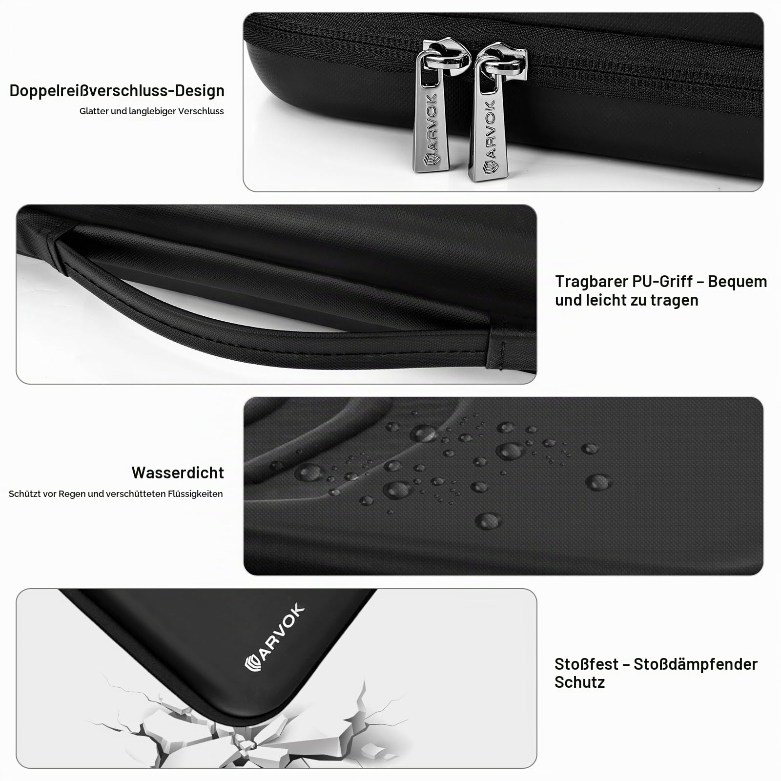 ARVOK Business Laptop Sleeve Tasche 15 Zoll EVA schwarz