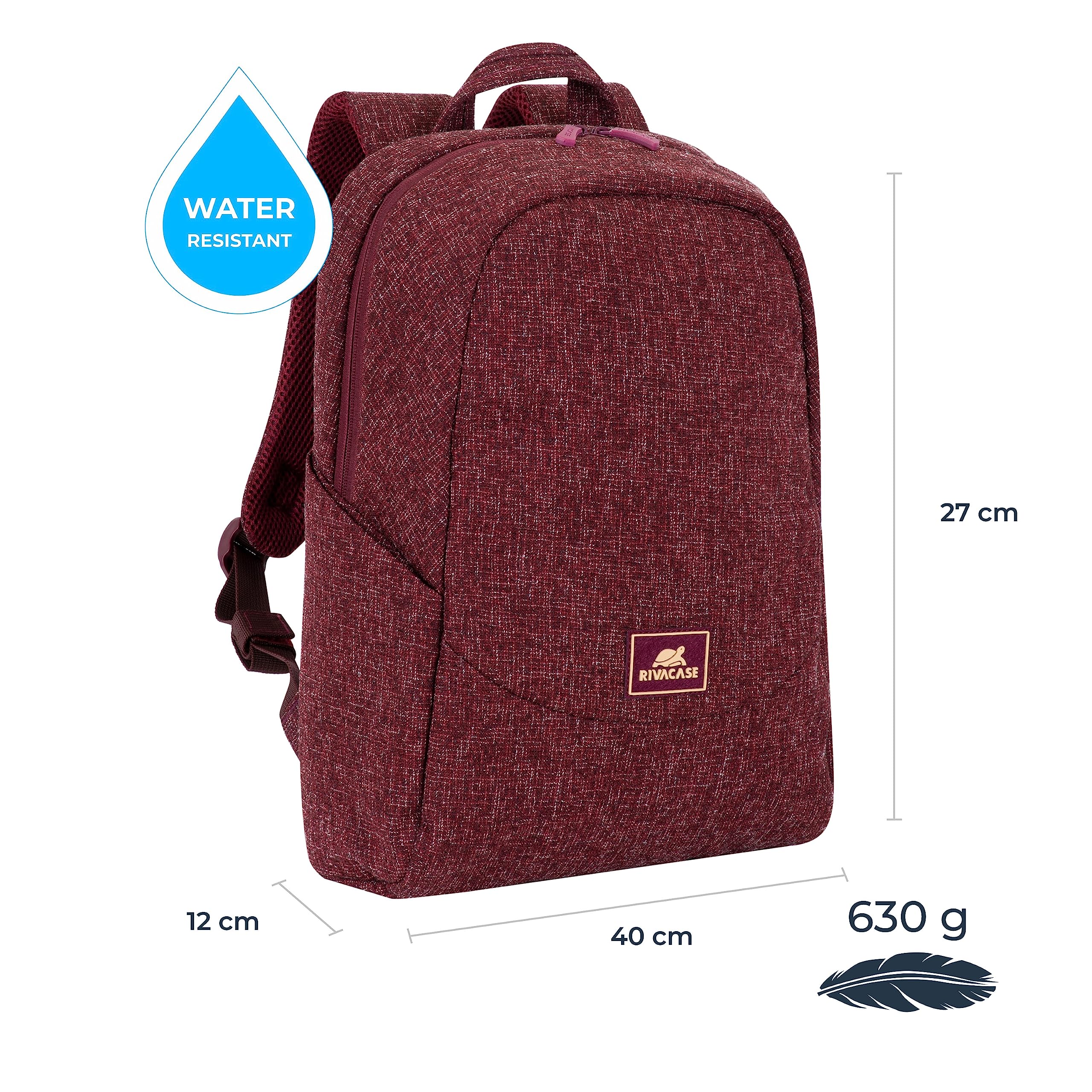 Rivacase Agora Laptoprucksack 13,3 Zoll Burgundy Rot