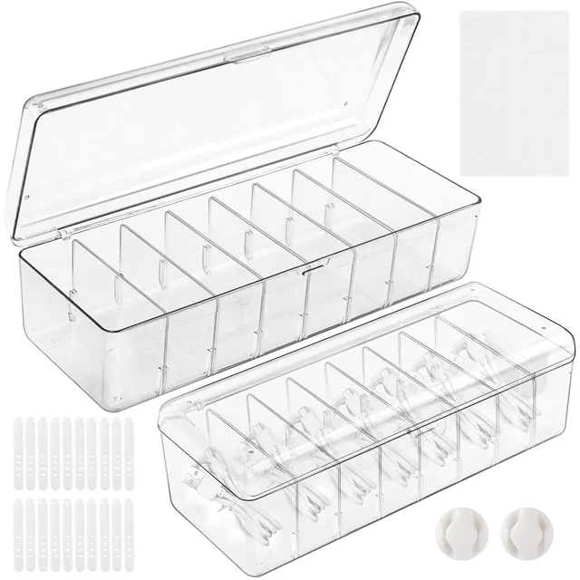 ARVOK Kabel Organizer Box 2er-Set Transparent mit Deckel