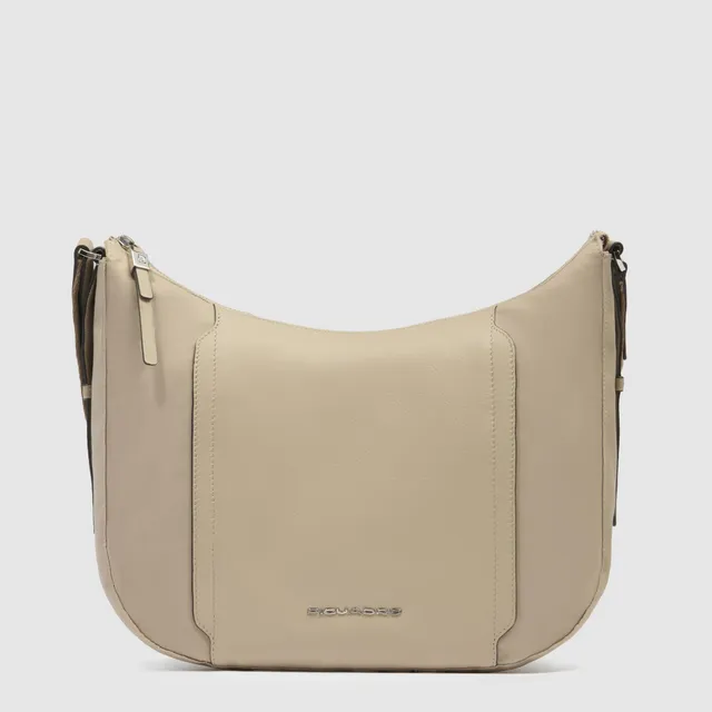 Piquadro Circle Umhängetasche Damen iPad beige RFID Leder