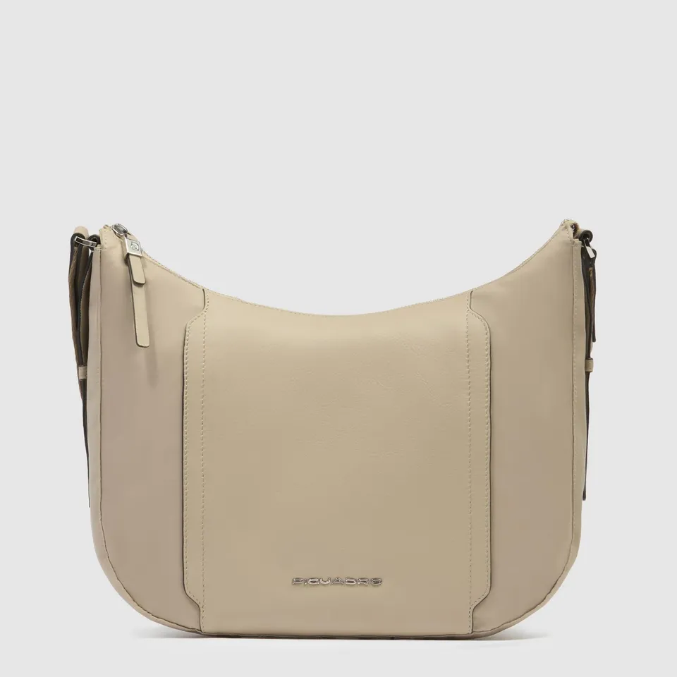 Piquadro Circle Umhängetasche Damen iPad beige RFID Leder