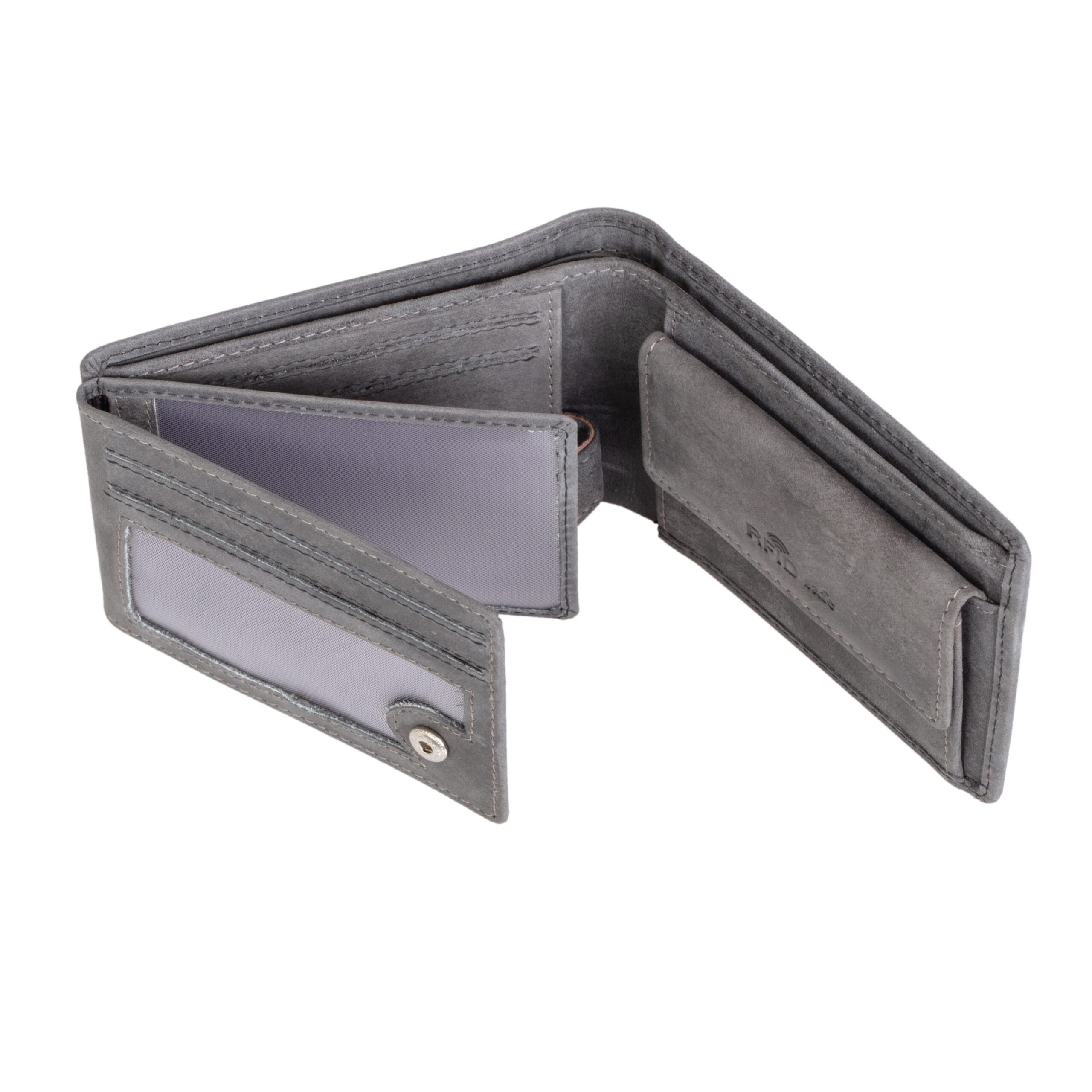 Lightpak Mini Geldbörse Querformat RFID Geldbörse grau Leder