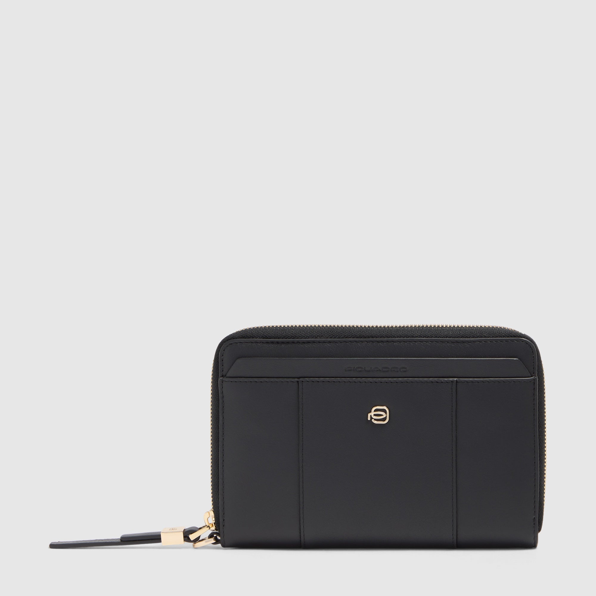 Piquadro Blue Square Reisepasshülle Leder schwarz mit Reissverschluss