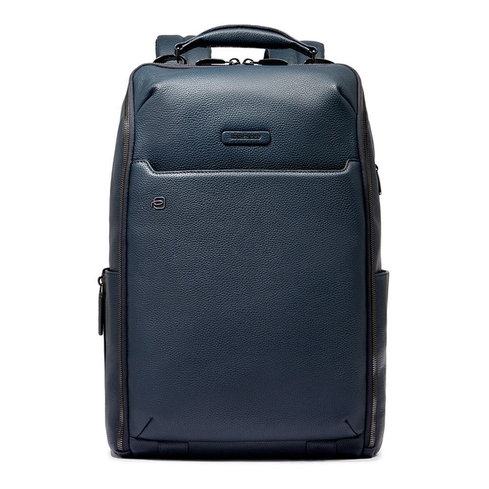 Piquadro Blue Square Rucksack 14 Zoll Leder Blau Laptop