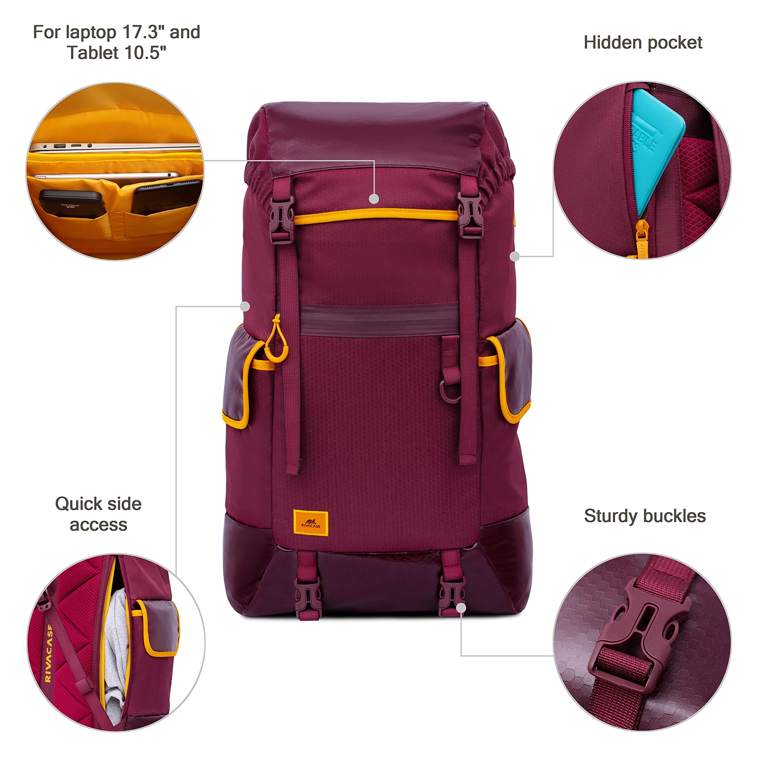 RIVACASE Dijon 5362 Rucksack 17,3 Zoll 30L Rot/Gelb