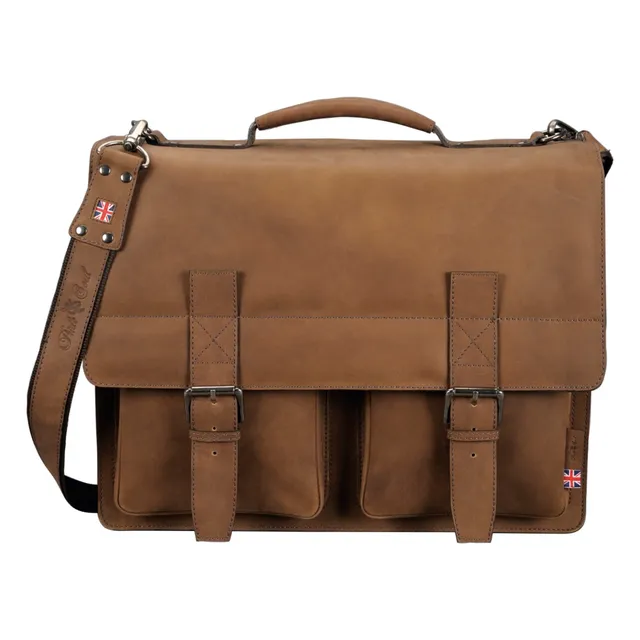 Lightpak Aktentasche EARL Leder hellbraun DIN A4 Laptopfach