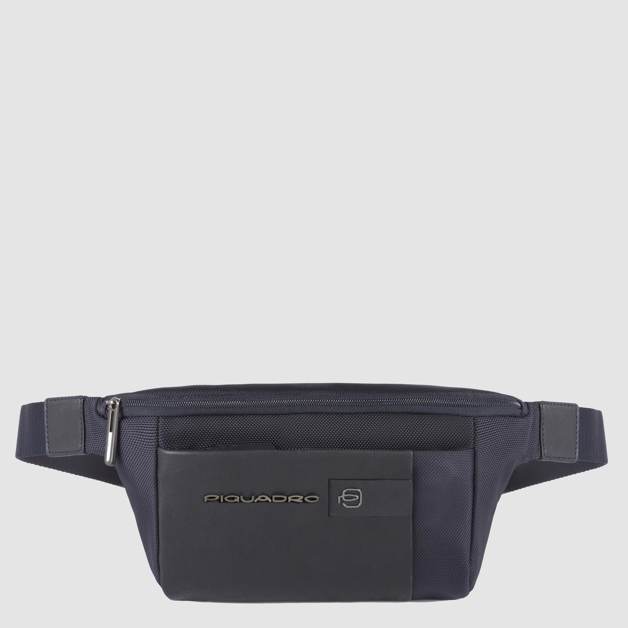 Piquadro Corner 2.0 Bauchtasche Recycling Leder Schwarz