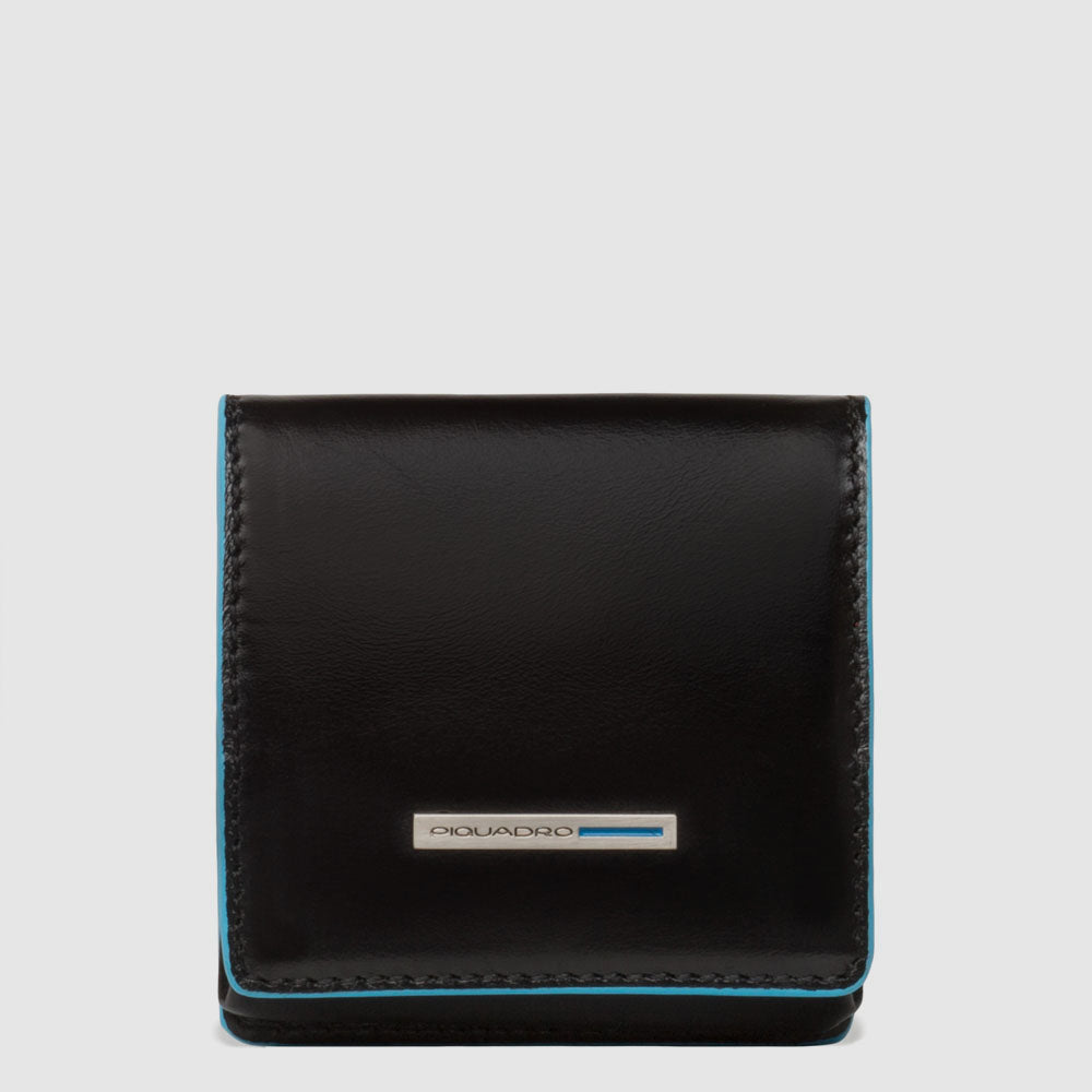 Piquadro Blue Square Münzbörse Leder Schwarz Quadratisch