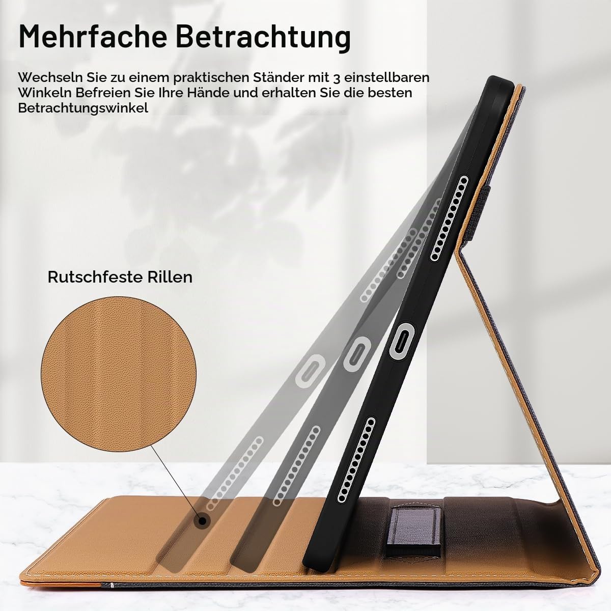 ARVOK Basic iPad Hülle 10,9 Zoll Grau-Braun mit Stifthalter