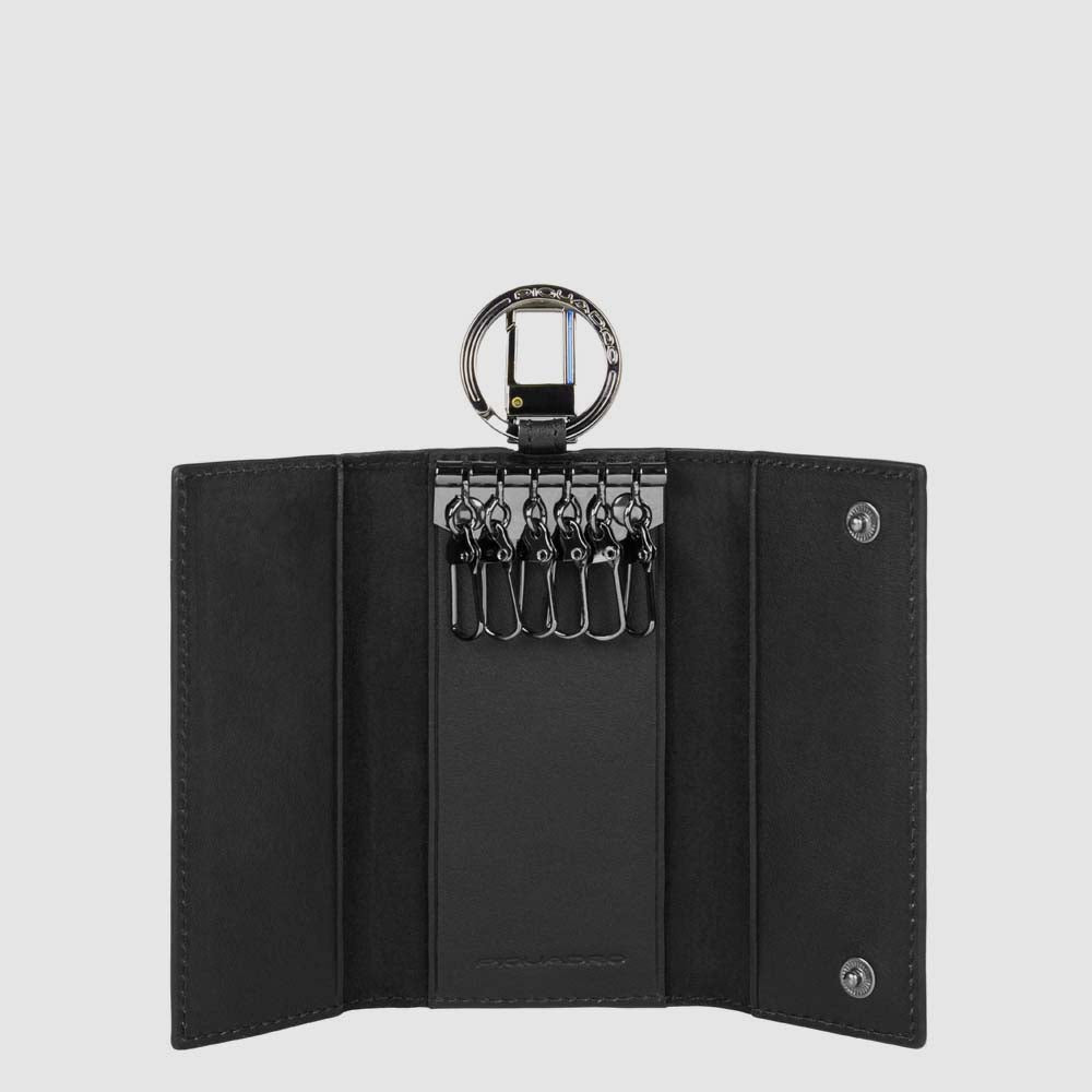 Piquadro Blue Square Schlüsselmappe Leder schwarz 6 Haken