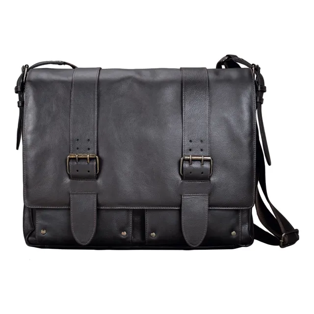Lightpak TANK Umhängetasche Leder dunkelbraun Laptop