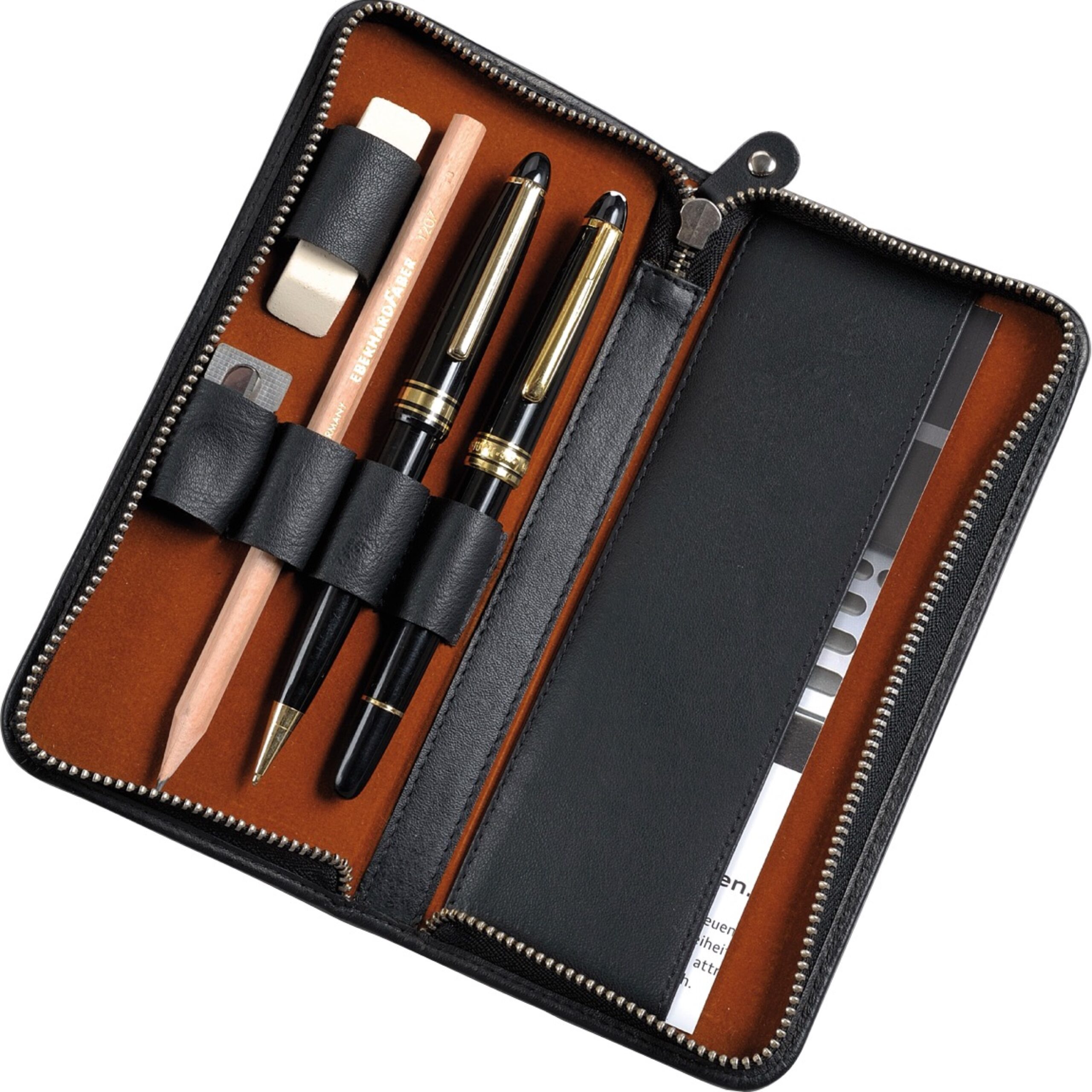 Lightpak Schreibgeräteetui Schwarz-Braun Nappa 17,5 cm