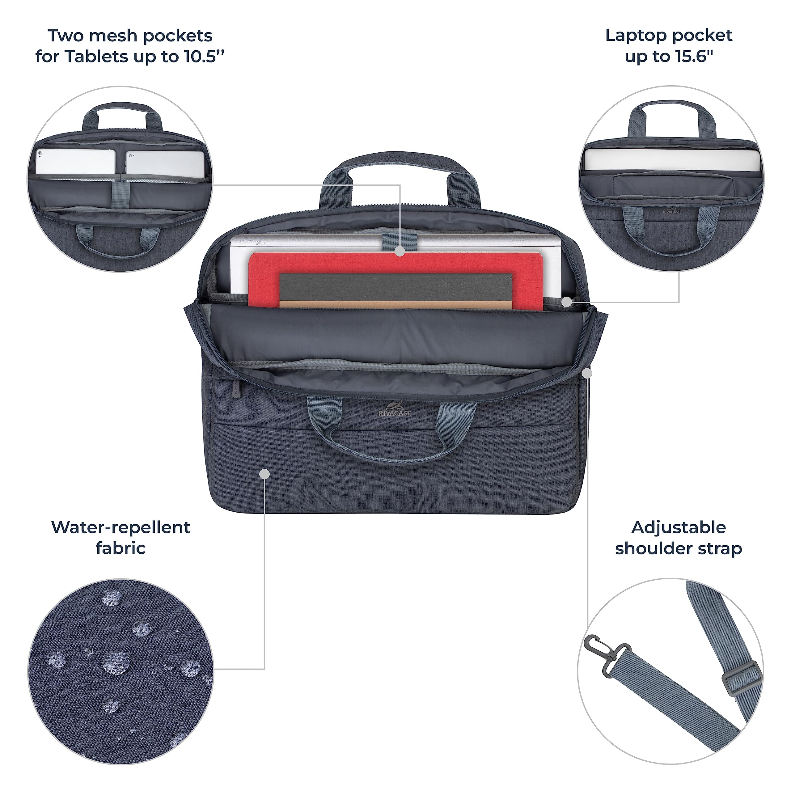 RIVACASE Davos 15,6 Zoll Laptoptasche dunkelgrau