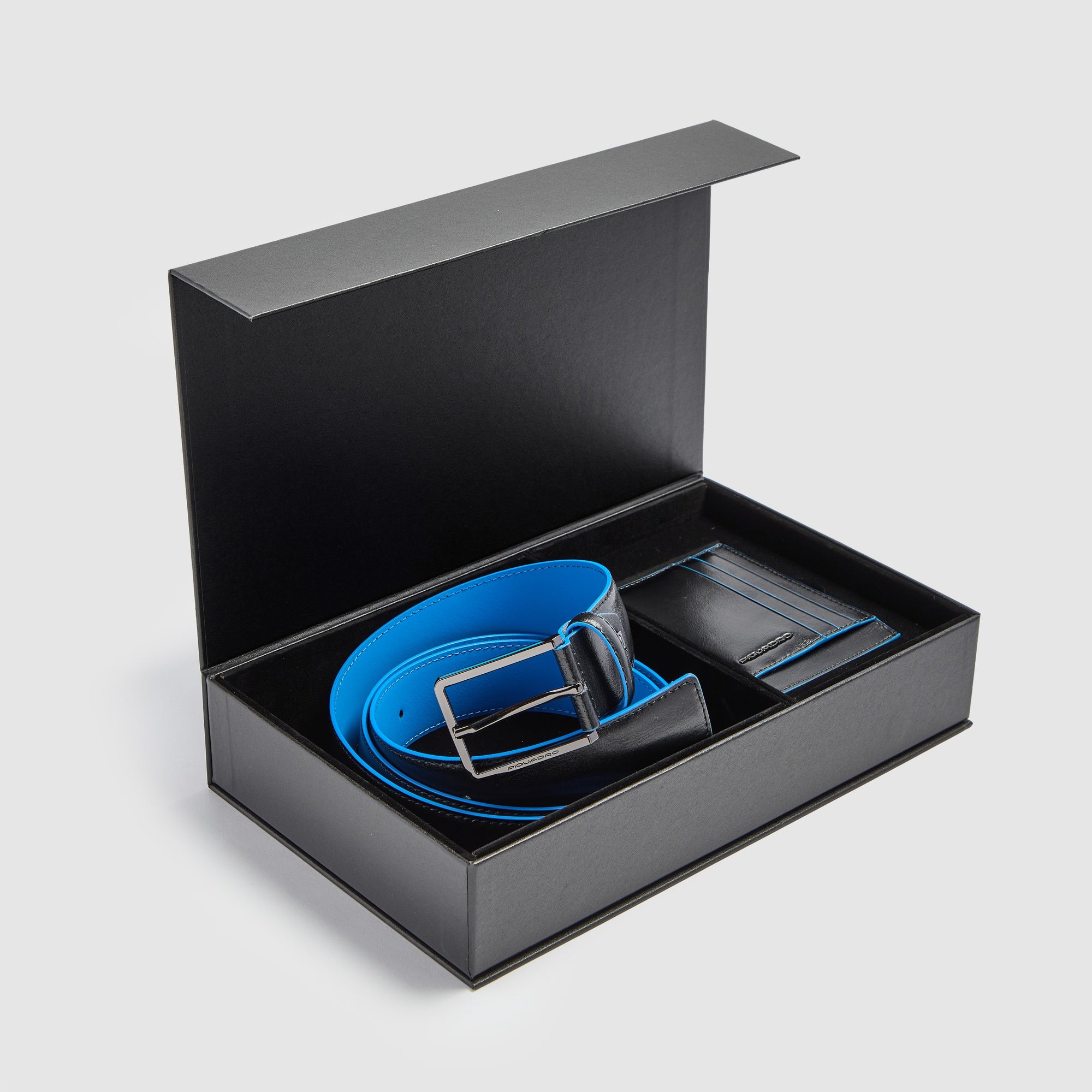 Piquadro Brief Geschenkset Gürtel Kartenetui BLU2 Leder