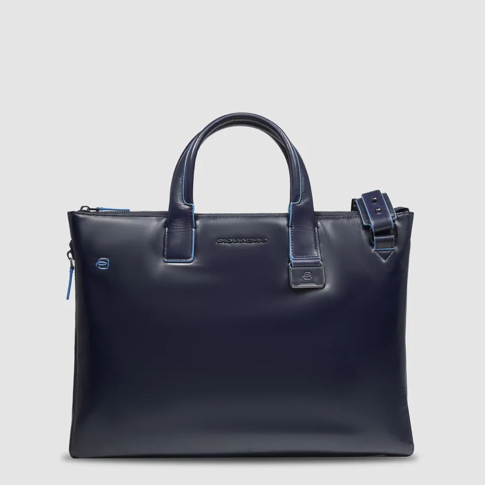 Piquadro Modus Laptoptasche 15,6 Zoll Leder Schwarz Erweiterbar