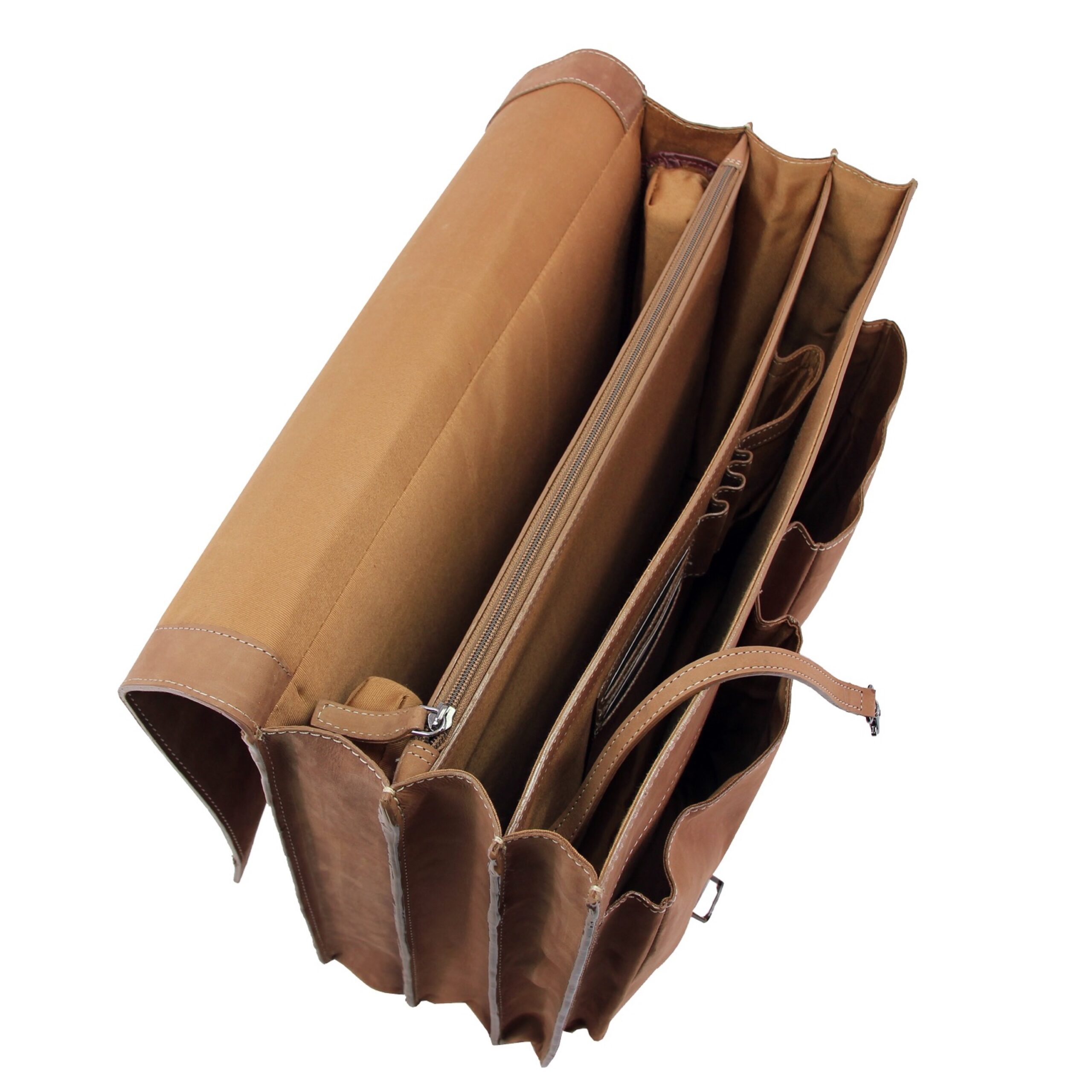 Lightpak Aktentasche EARL Leder hellbraun DIN A4 Laptopfach