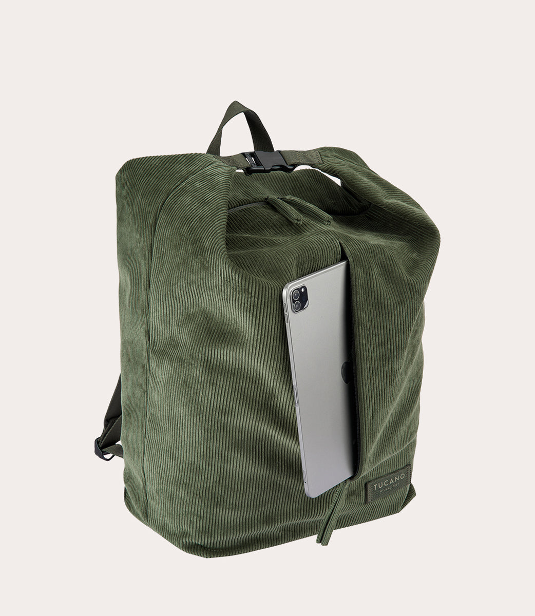 Tucano Carry Cord-Rucksack Grün Samt Recycling