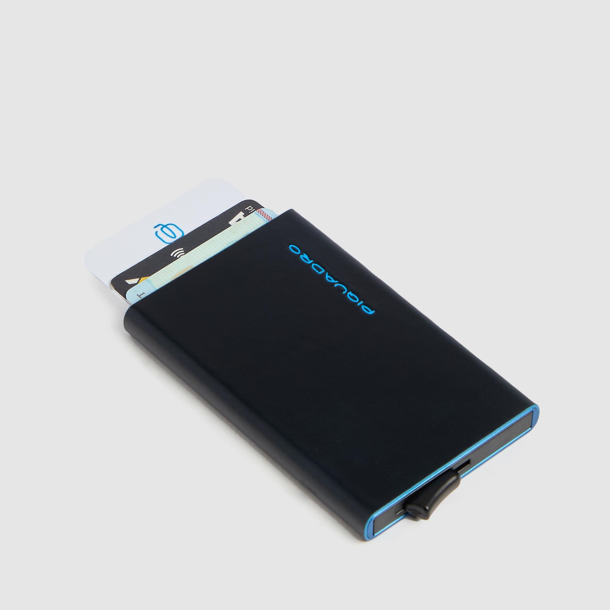 Piquadro Black Square Kartenetui Automatisch Blau RFID