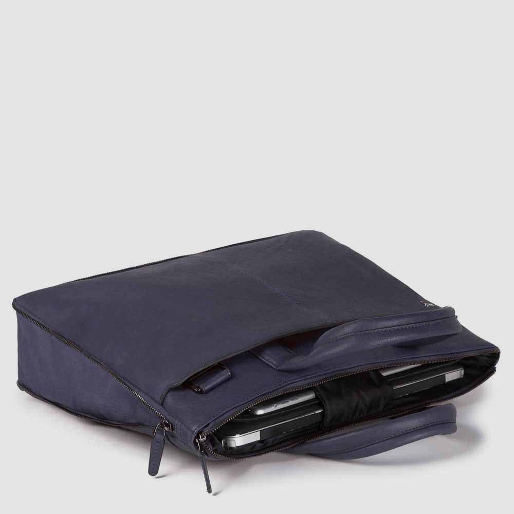 Piquadro Black Square Aktentasche 15,6 Zoll Schwarz Leder erweiterbar