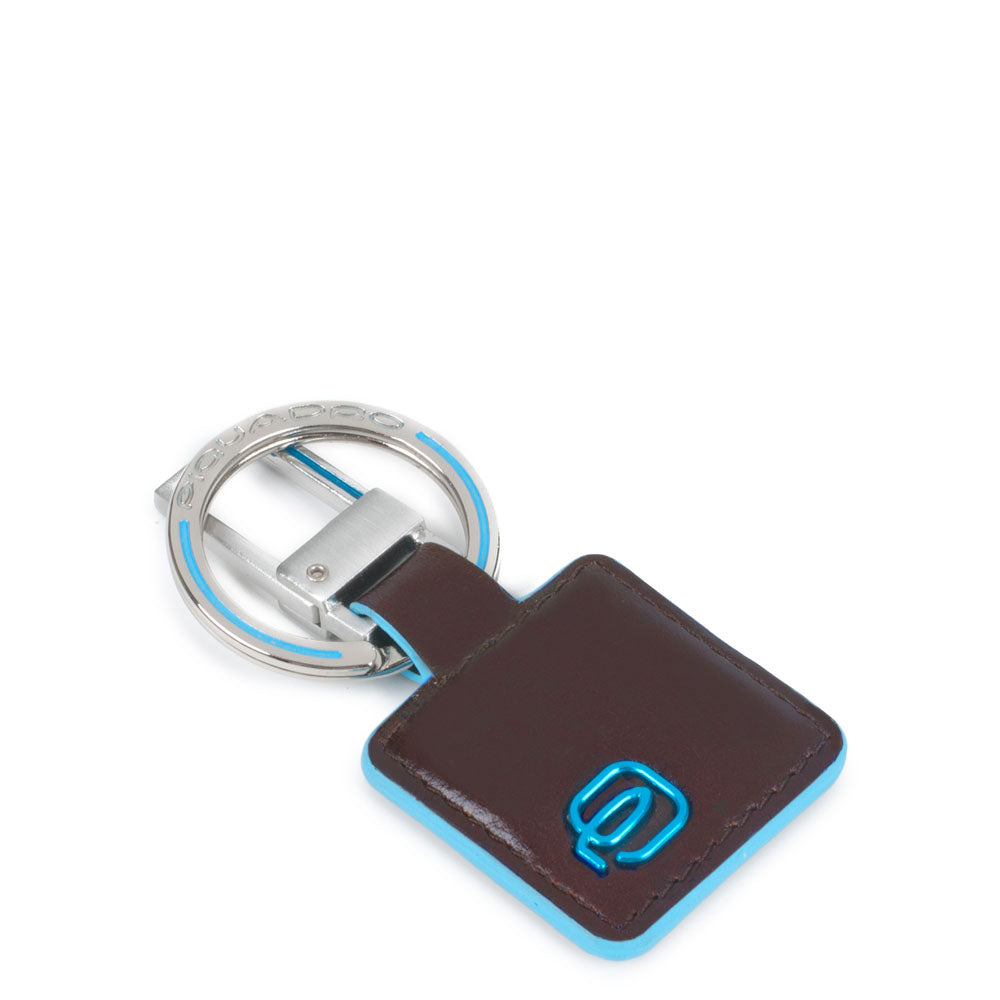 Piquadro Blue Square Schlüsselanhänger Leder quadratisch Blau