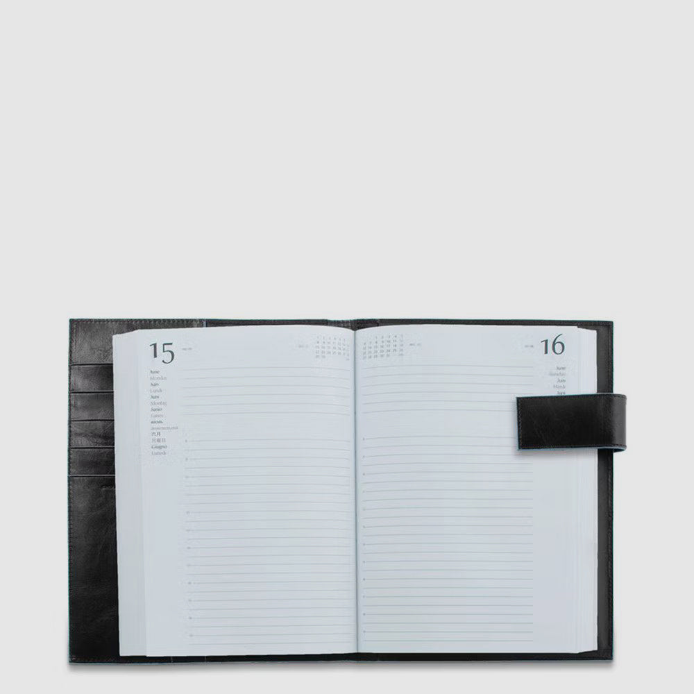 Piquadro Blue Square Agenda Tageskalender Leder Braun Stift
