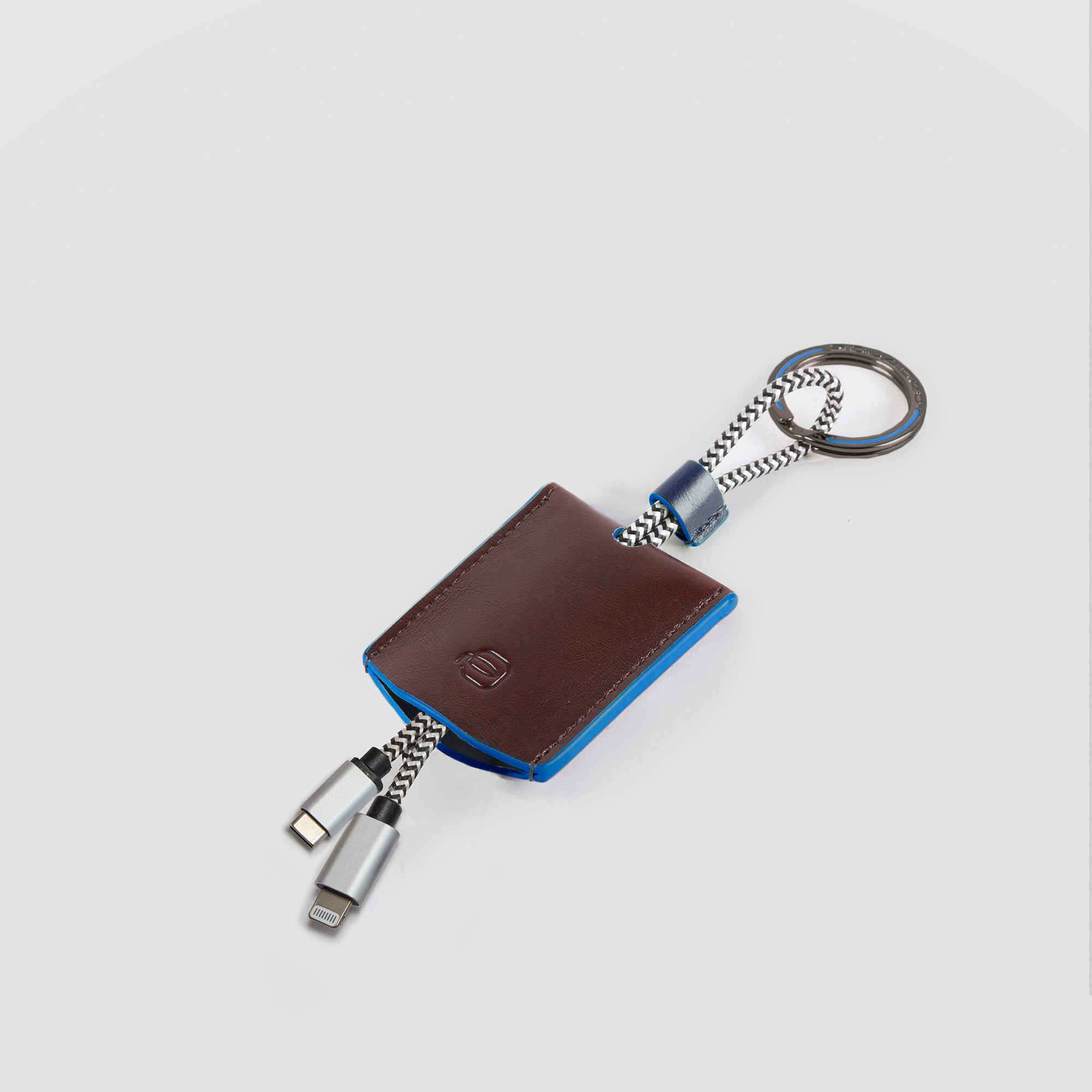 Piquadro Blue Square Schlüsselanhänger Leder USB-C Braun