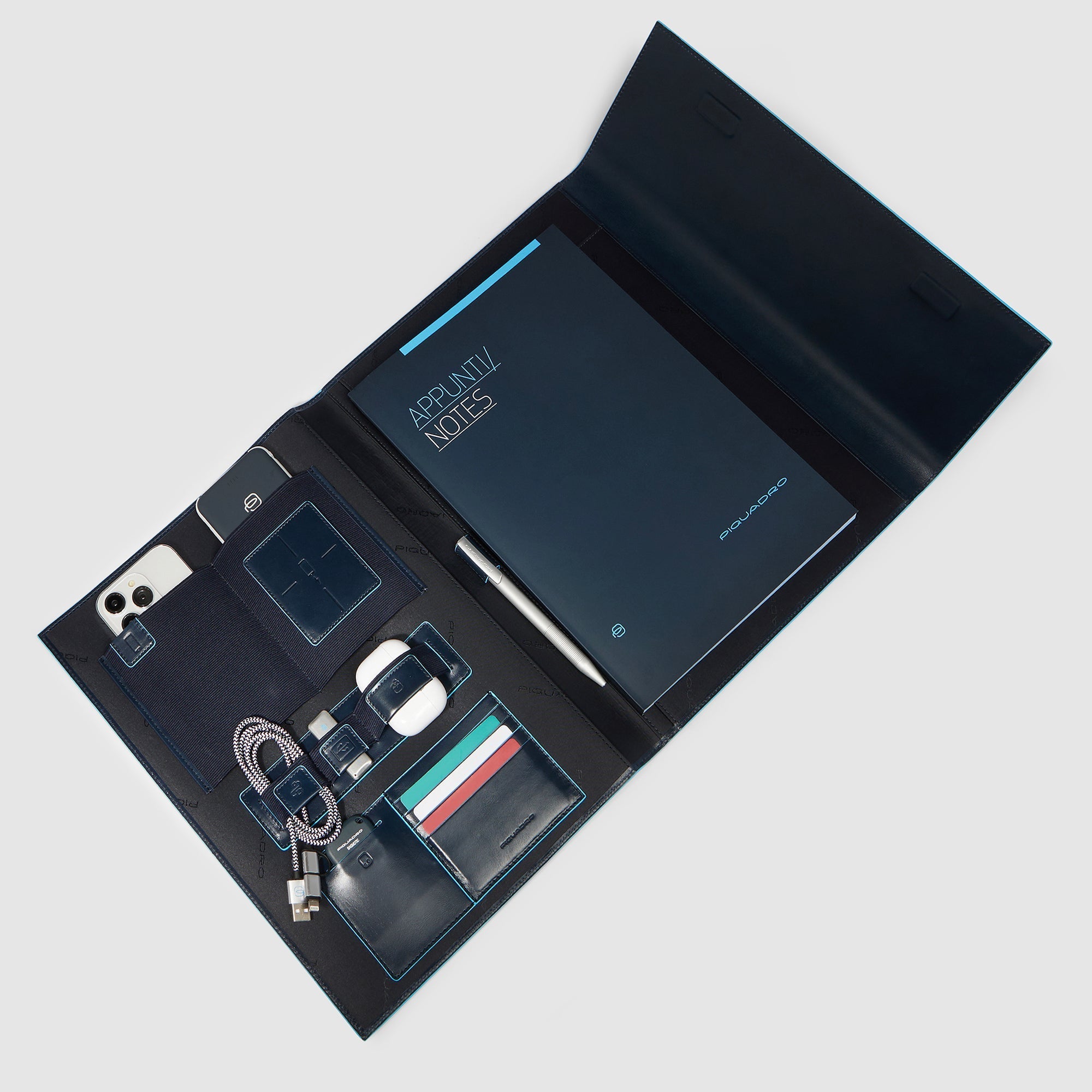 Piquadro Brief Portablocco A4 Leder Schreibmappe schwarz