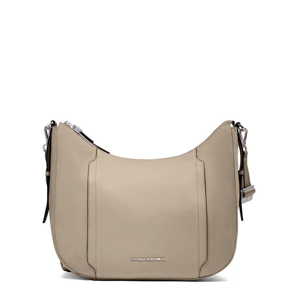 Piquadro Circle Umhängetasche Damen iPad beige RFID Leder