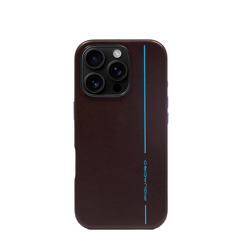 Piquadro Connequ Handyhülle iPhone 16 Pro Leder Braun