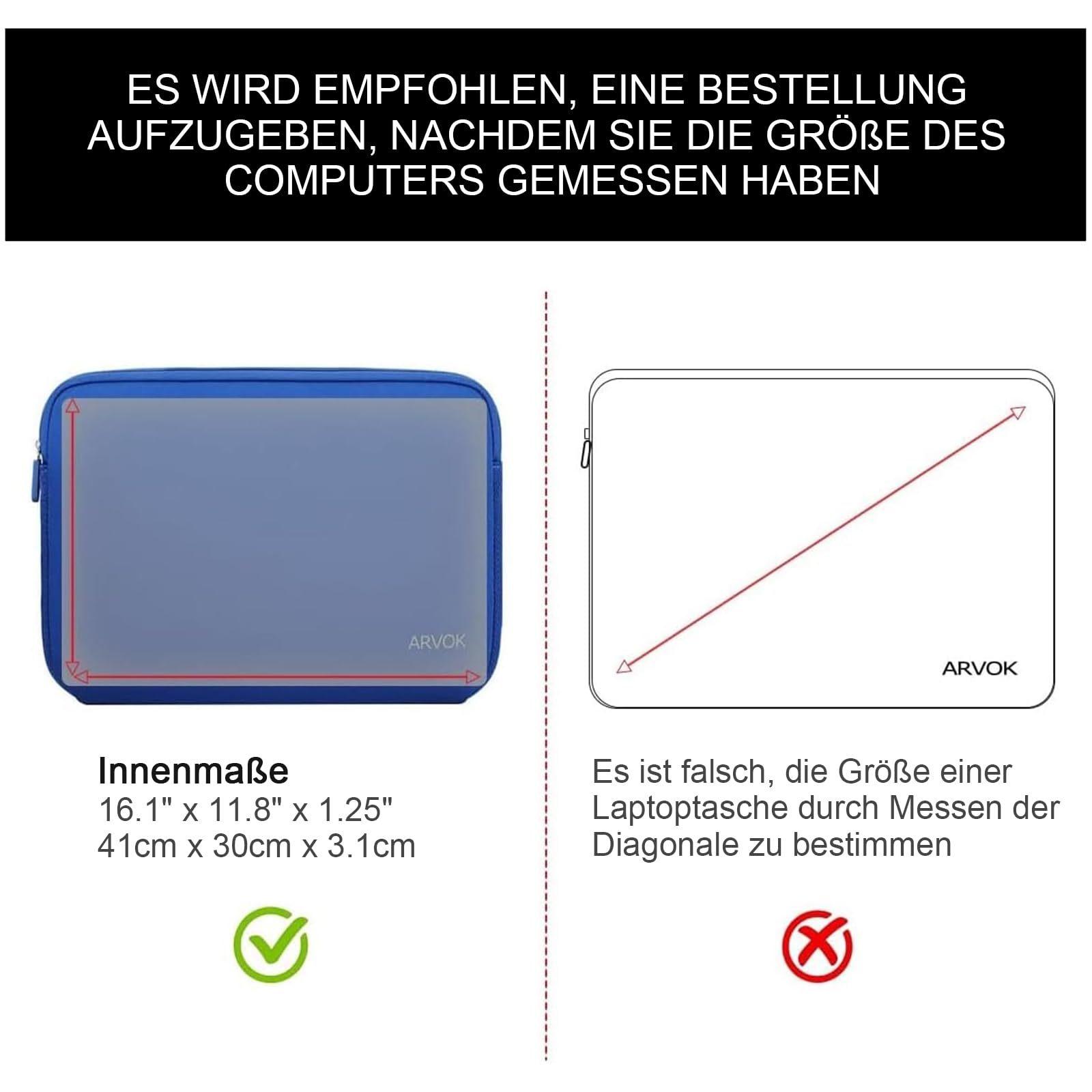 Arvok Basic Laptop Sleeve 17 Zoll Neopren Schwarz wasserdicht