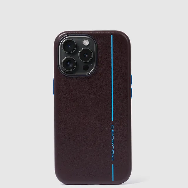 Piquadro Connequ iPhone 15 Pro Hülle Leder Rot 6,1 Zoll