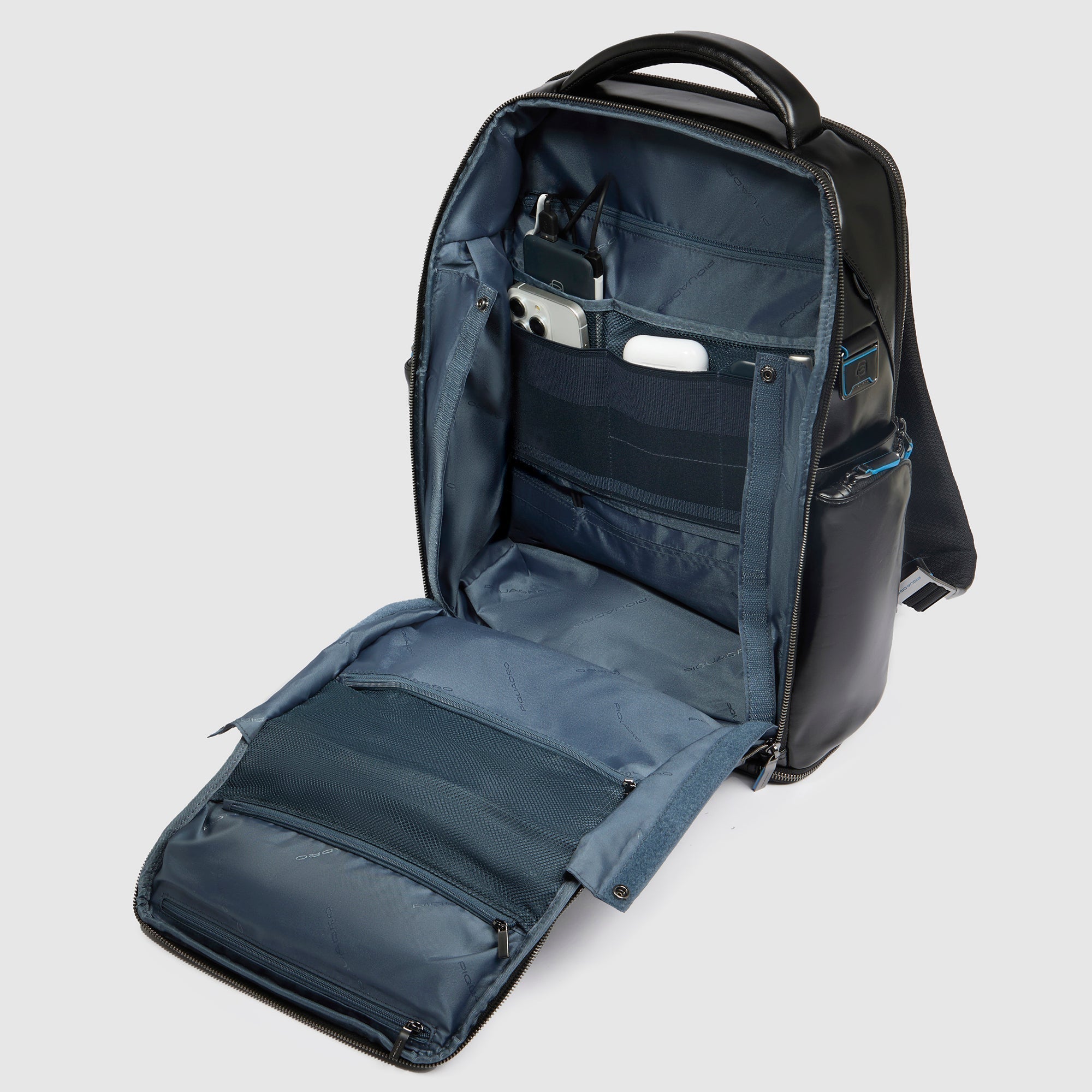 Piquadro Blue Square Rucksack 15,6 Zoll Leder Cognac