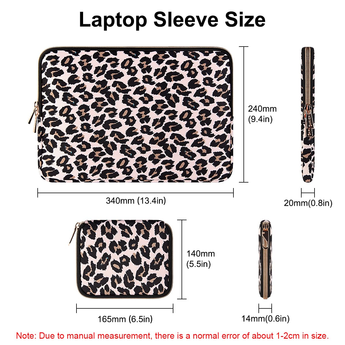 Arvok Basic Laptop Sleeve 13,3 Zoll Rosa Leopardendruck Canvas