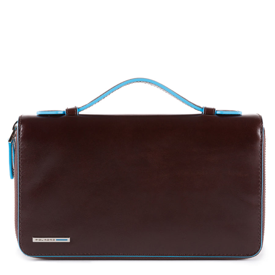 Piquadro Blue Square Reiseetui Leder Griff Schwarz RFID