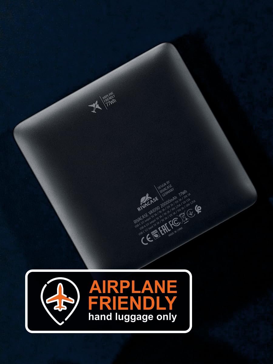 RIVACASE RIVAPOWER VA1090 Powerbank 20000 mAh 100W Schwarz