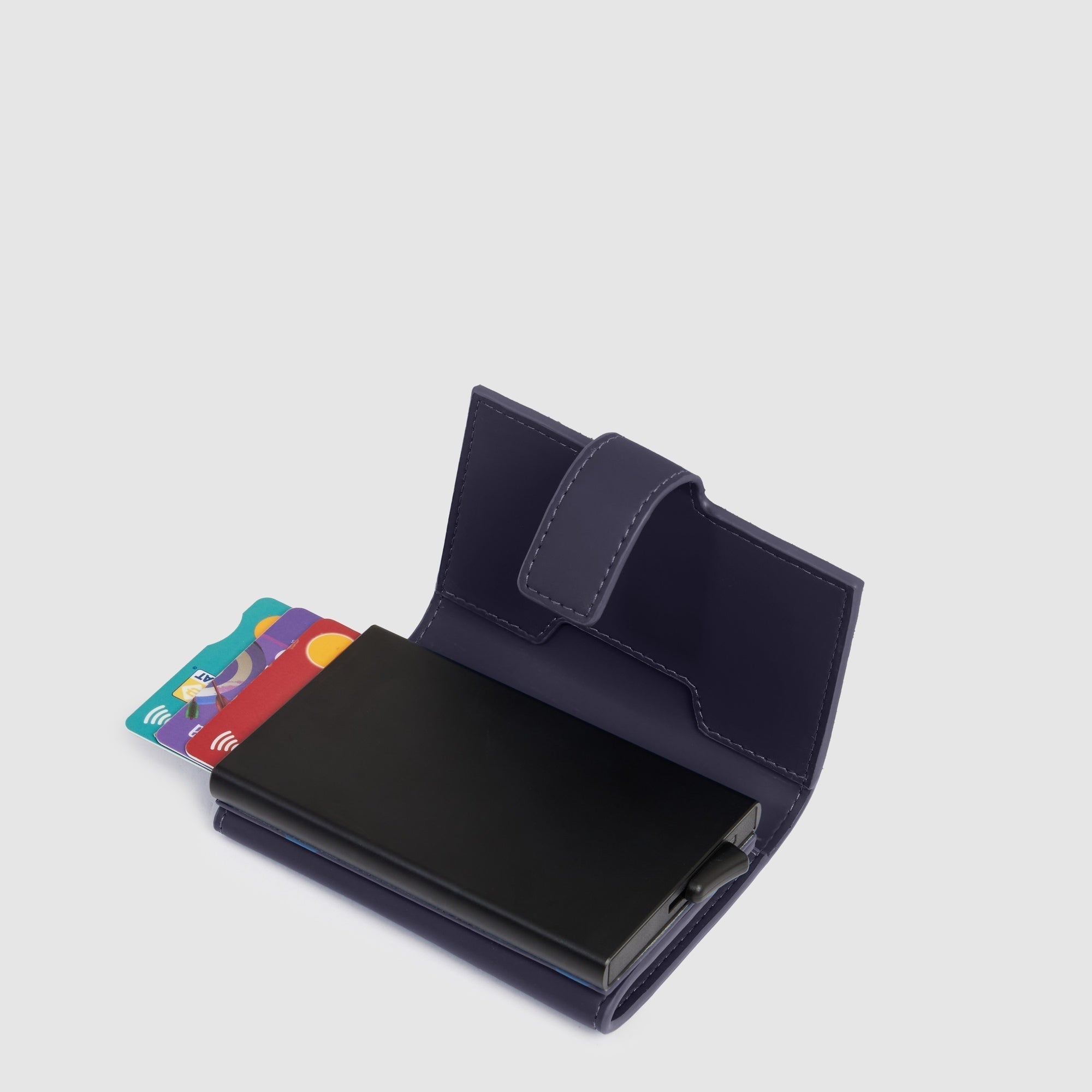 Piquadro Black Square Kartenetui automatisch Schwarz RFID