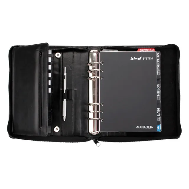 Lightpak Systemplaner Manager-Planer A5 Leder schwarz Reissverschluss