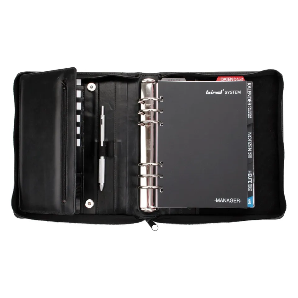 Lightpak Systemplaner Manager-Planer A5 Leder schwarz Reissverschluss