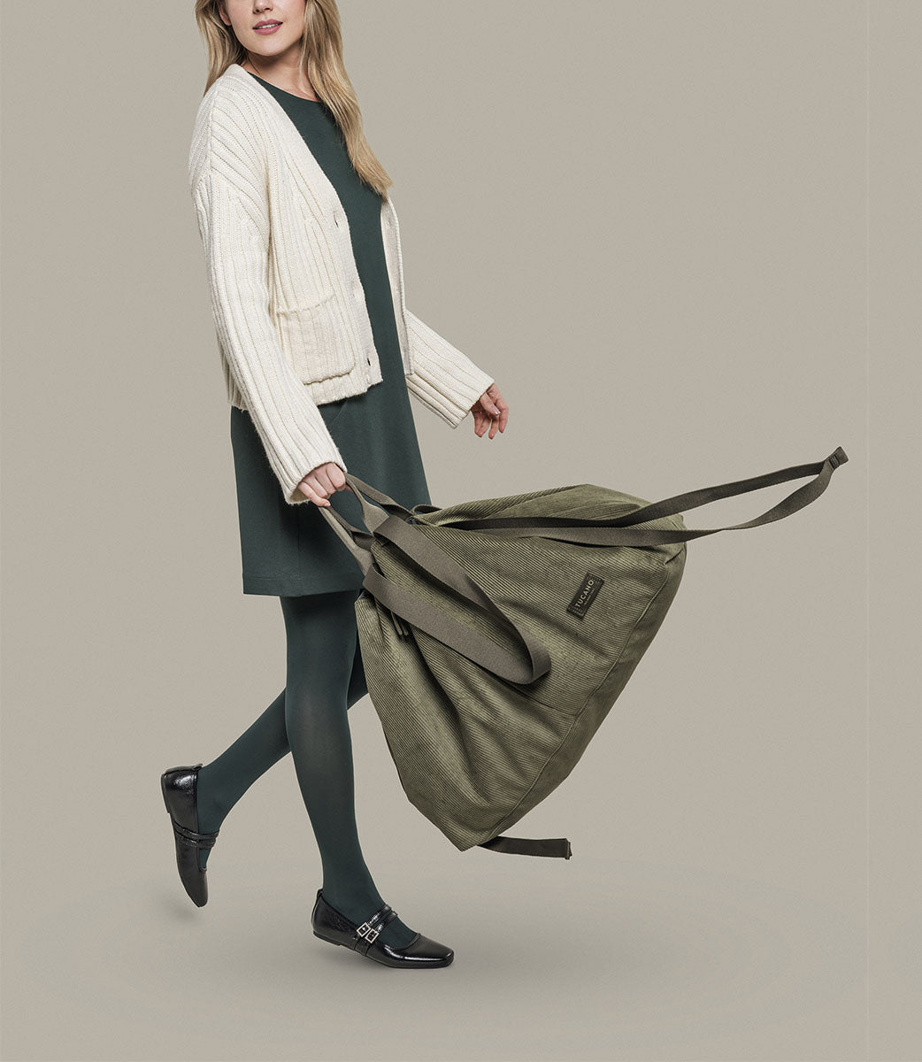Tucano Carry Corduroy Large Weekender Samt Grün Kordelzug