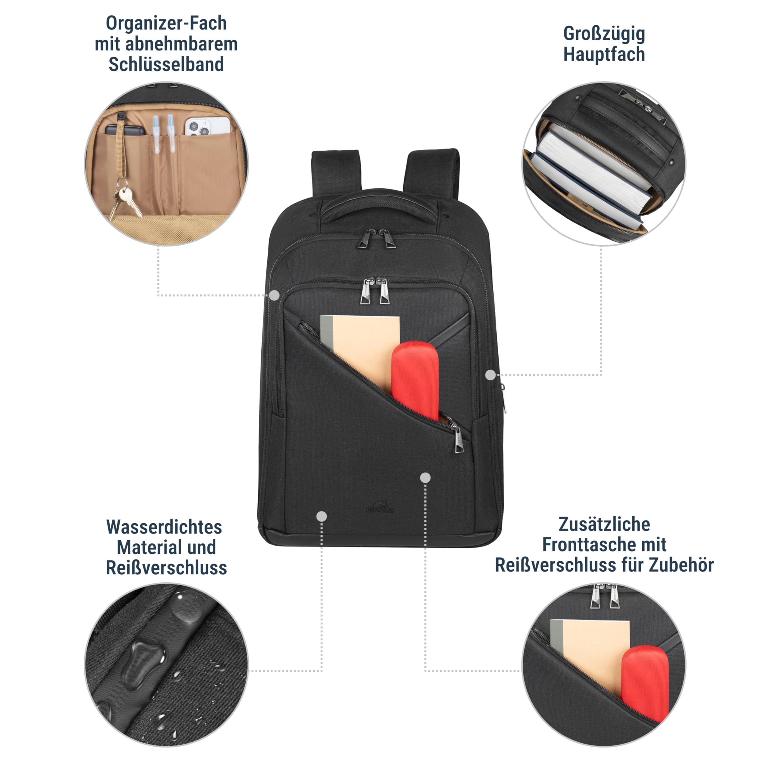 RIVACASE Tegel 17,3 Zoll Laptop Rucksack Schwarz RPET